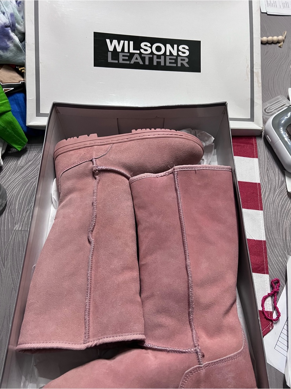 Wilsons Leather Pink Leather Upper Faux Fur Lined Winter Boots Size 9 New In Box